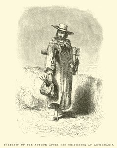 Retrato del autor después de su naufragio en Antihuaris de Edouard Riou